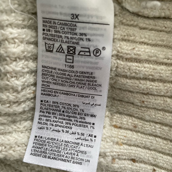 Old Navy Cream / Brown speckled button up Cardigan- size 3X - Picture 7 of 7